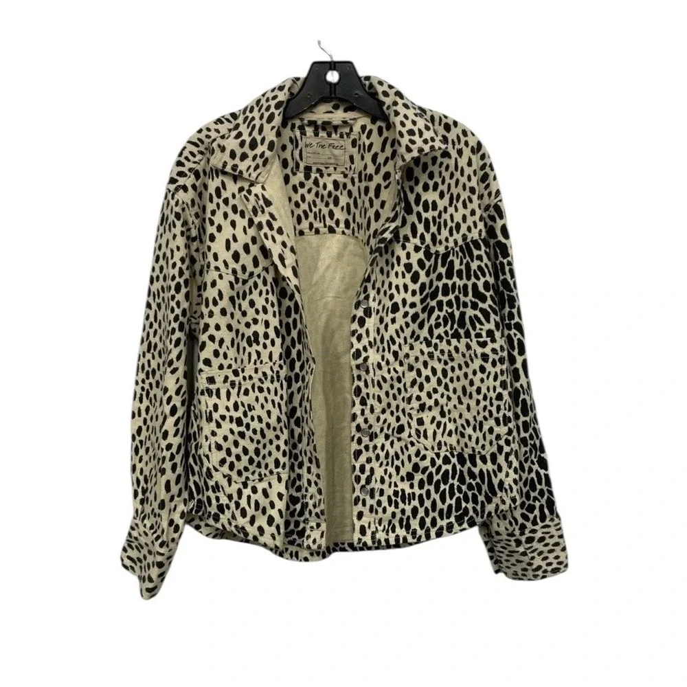 Free People🤑Calico Boho🖤Flannel Shirt Oversized Snow Leopard XS Fit‎ (m) $148